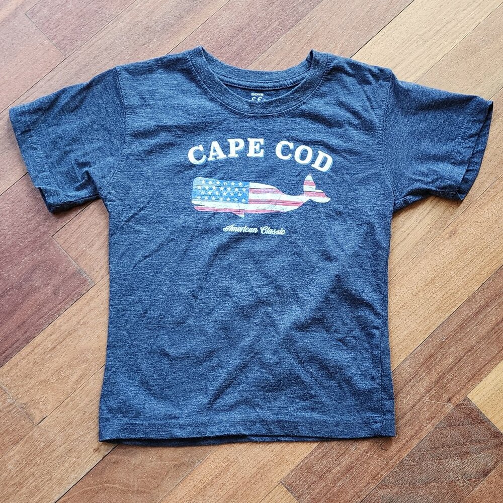 NWOT Cuffy's Blue/Gray American Whale "Cape Cod" Toddler T-Shirt Size 3T